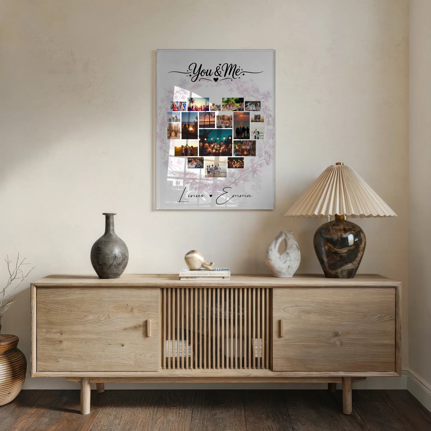 Personalisierte Acrylglas Foto Collage mit 19 Herz Fotos für Liebe und You & Me Geschenk