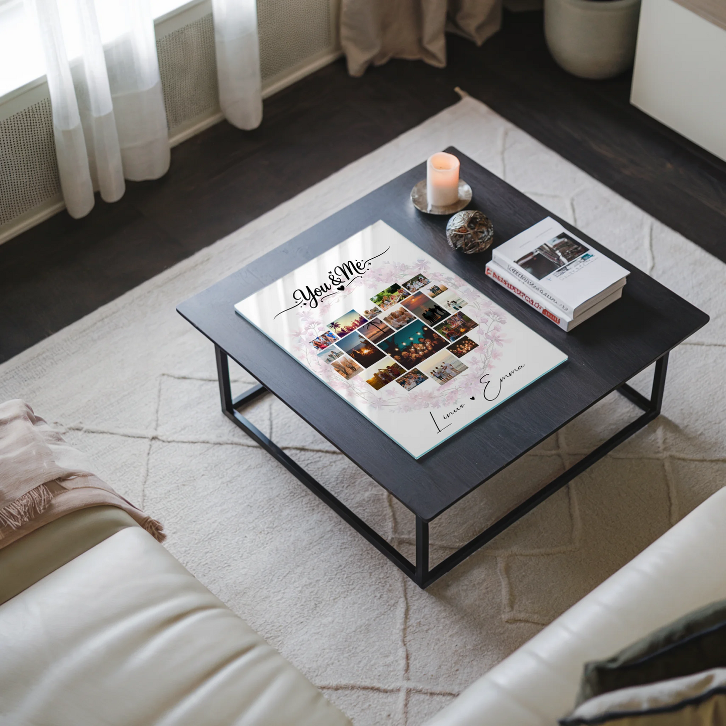 Personalisierte Acrylglas Foto Collage mit 19 Herz Fotos für Liebe und You & Me Geschenk