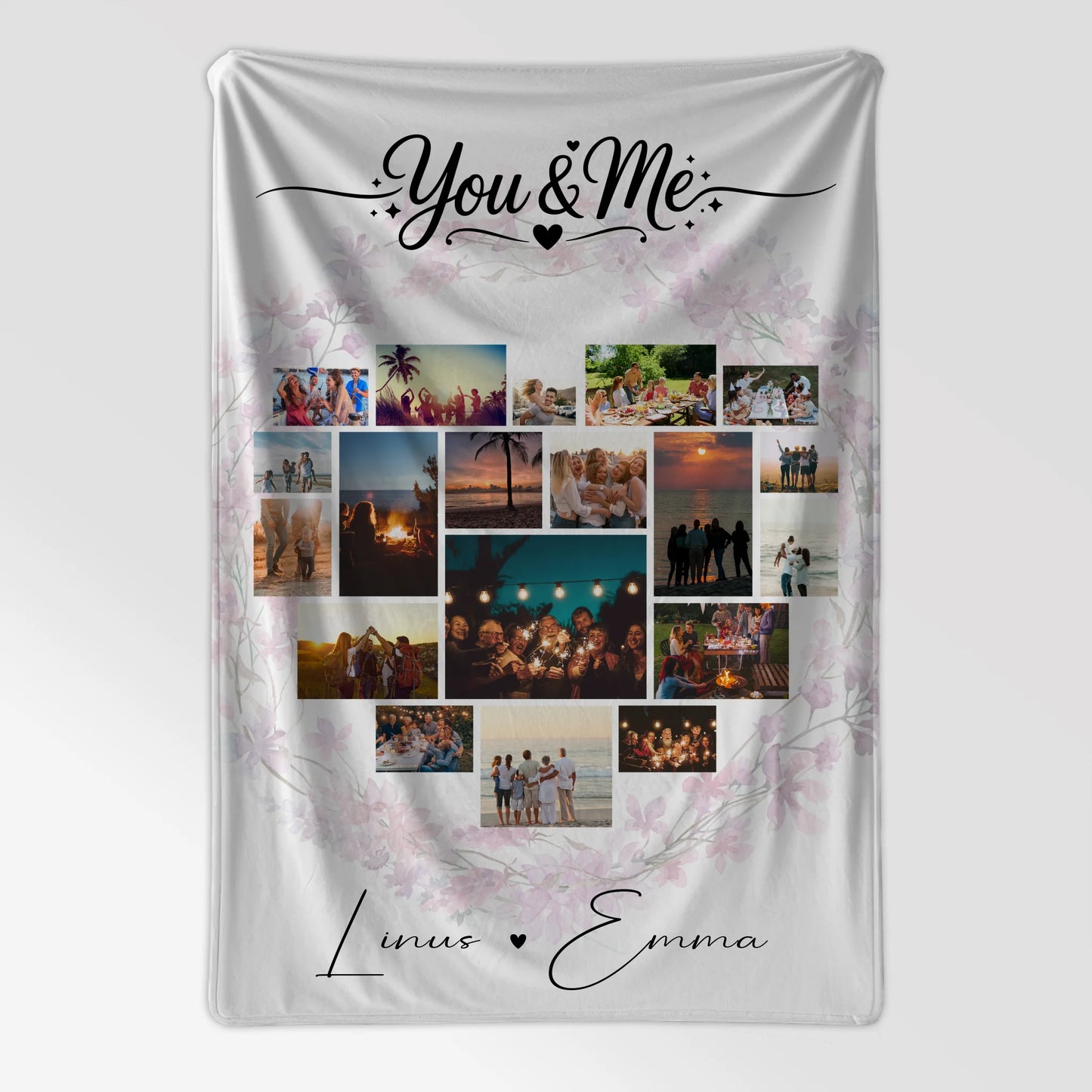Decke Mit Namen Fotocollage Liebe 19 Herz Fotos You & Me Personalisiertes Geschenk 7