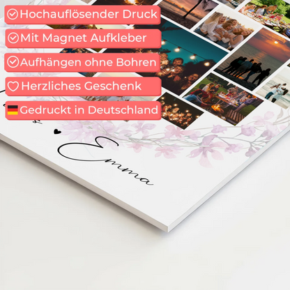 Personalisiertes Magnet Wandbild Fotocollage Liebe mit 19 Herz Fotos You & Me Geschenk