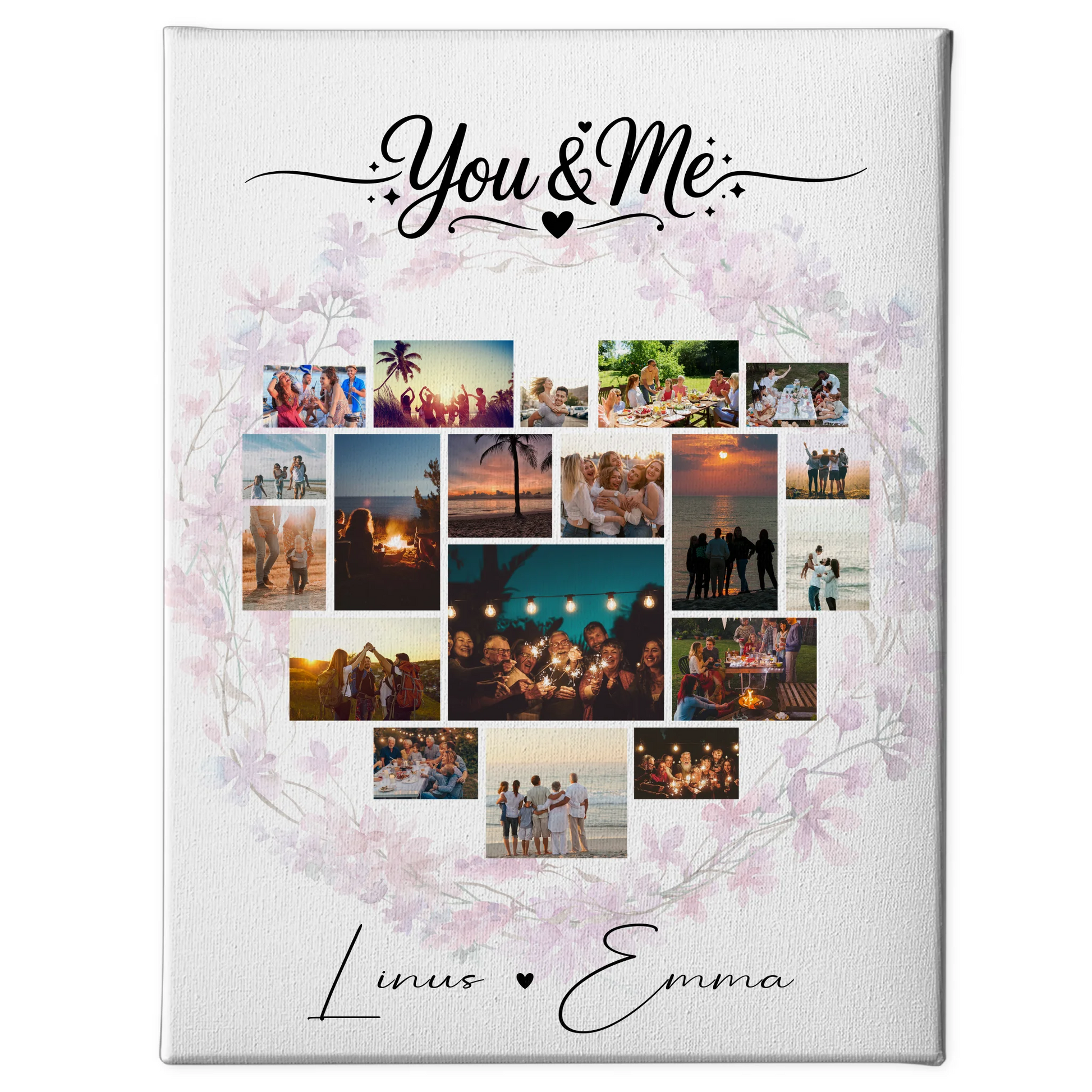 Paar Leinwand mit Fotocollage Liebe 19 Herz Fotos You & Me personalisiertes Geschenk 1