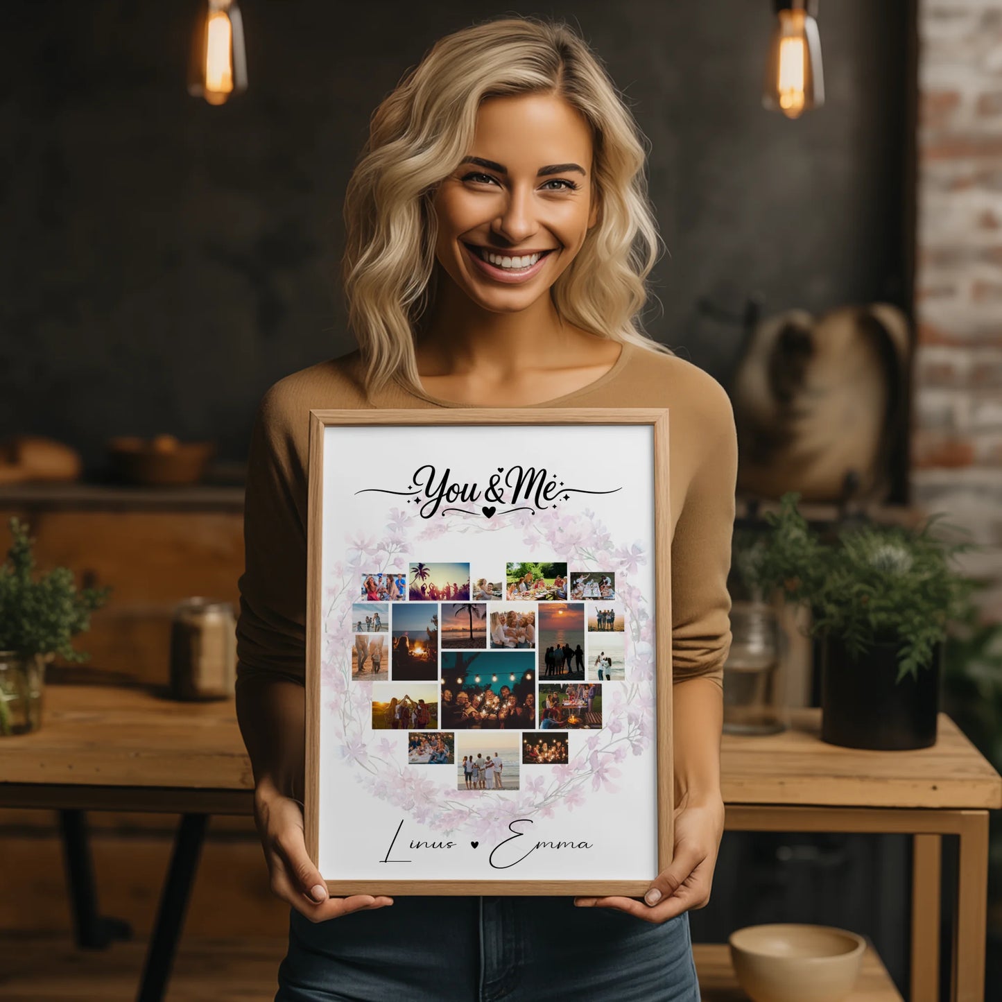 Fotocollage Liebe als Liebes Poster mit 19 Herz Fotos You & Me Persönliches Geschenk