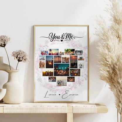 Fotocollage Liebe als Liebes Poster mit 19 Herz Fotos You & Me Persönliches Geschenk