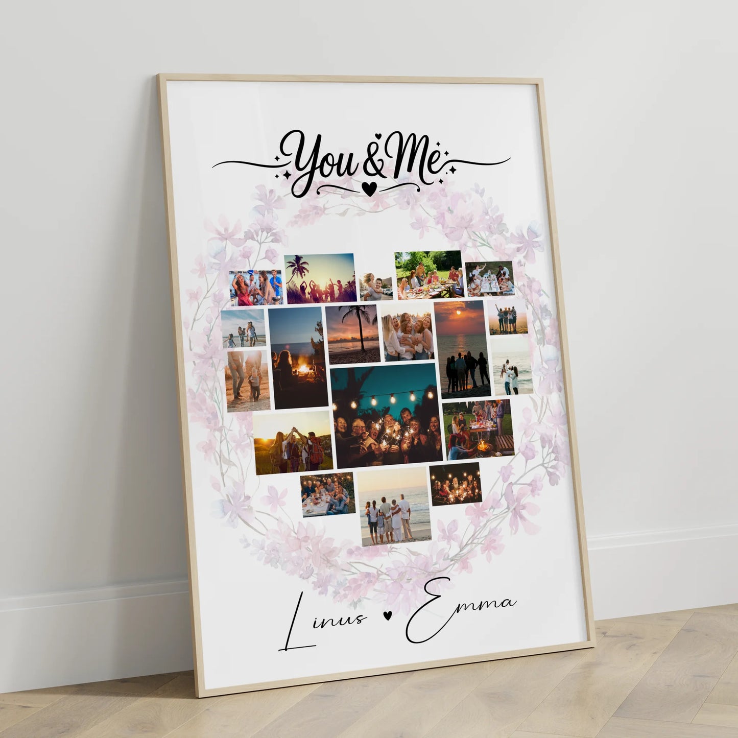 Fotocollage Liebe als Liebes Poster mit 19 Herz Fotos You & Me Persönliches Geschenk