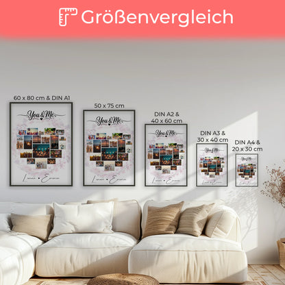 Fotocollage Liebe als Liebes Poster mit 19 Herz Fotos You & Me Persönliches Geschenk
