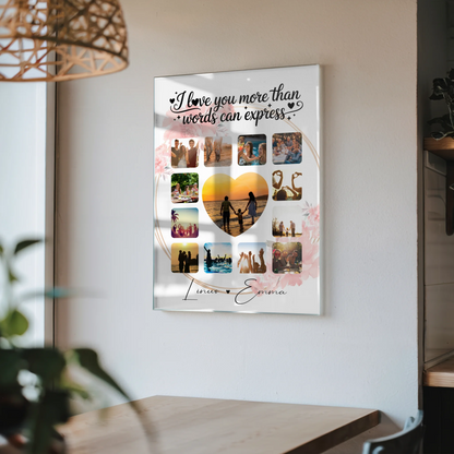 Personalisierte Acrylglas Mit Foto Fotocollage 13 Fotos I Love You More Than Words Can Express Geschenk