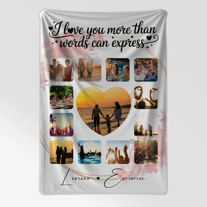 Personalisierte Kuscheldecke Mit Namen Fotocollage 13 Fotos I Love You More Than Words Can Express Geschenk 7