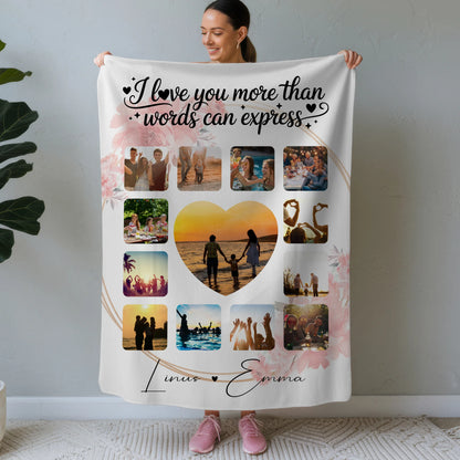 Personalisierte Kuscheldecke Mit Namen Fotocollage 13 Fotos I Love You More Than Words Can Express Geschenk 1