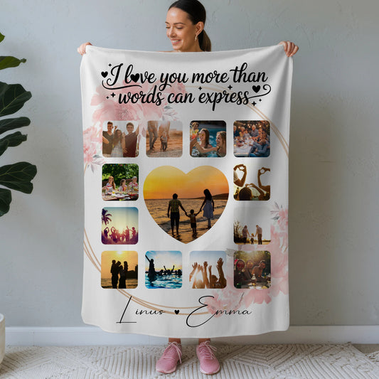 Personalisierte Kuscheldecke Mit Namen Fotocollage 13 Fotos I Love You More Than Words Can Express Geschenk 1