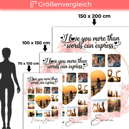 Personalisierte Kuscheldecke Mit Namen Fotocollage 13 Fotos I Love You More Than Words Can Express Geschenk 5