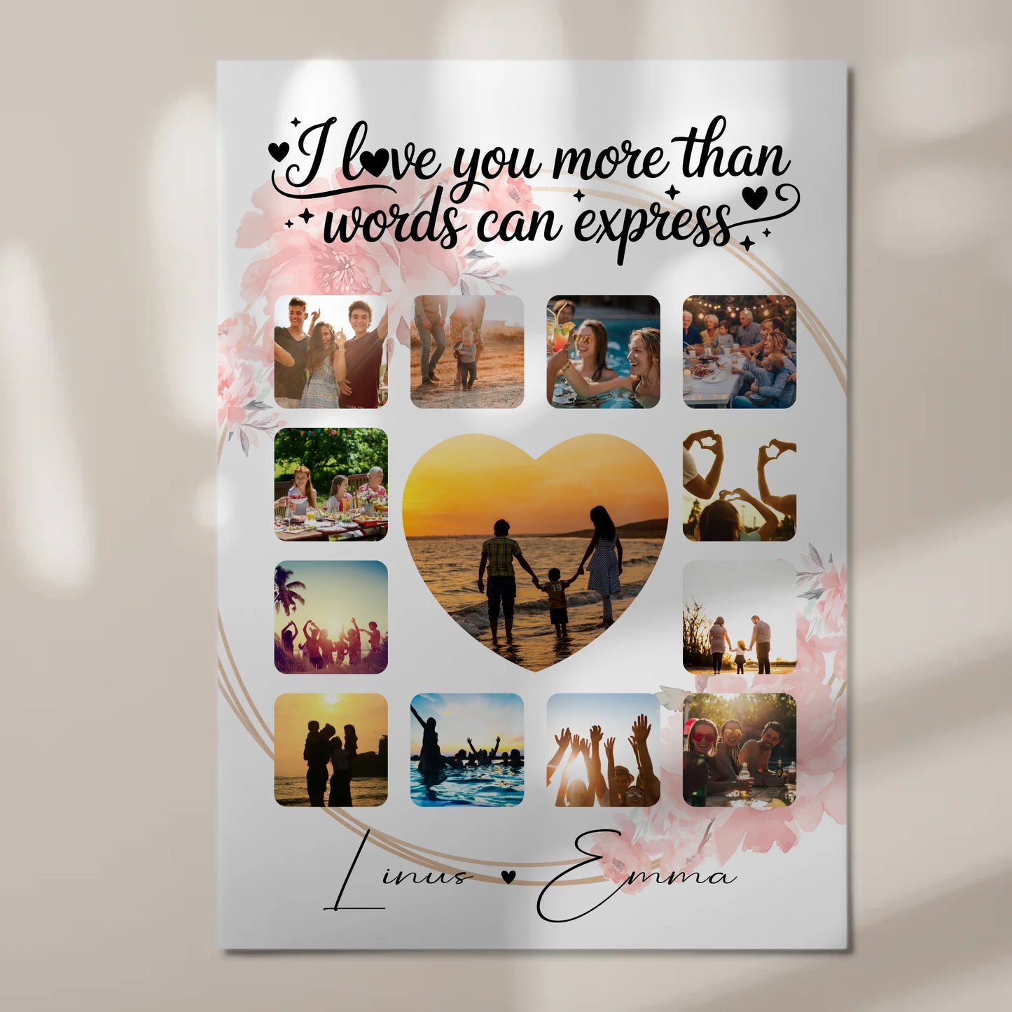 Magnetposter Fotoboard Fotocollage 13 Fotos I love you more than words can express Geschenk
