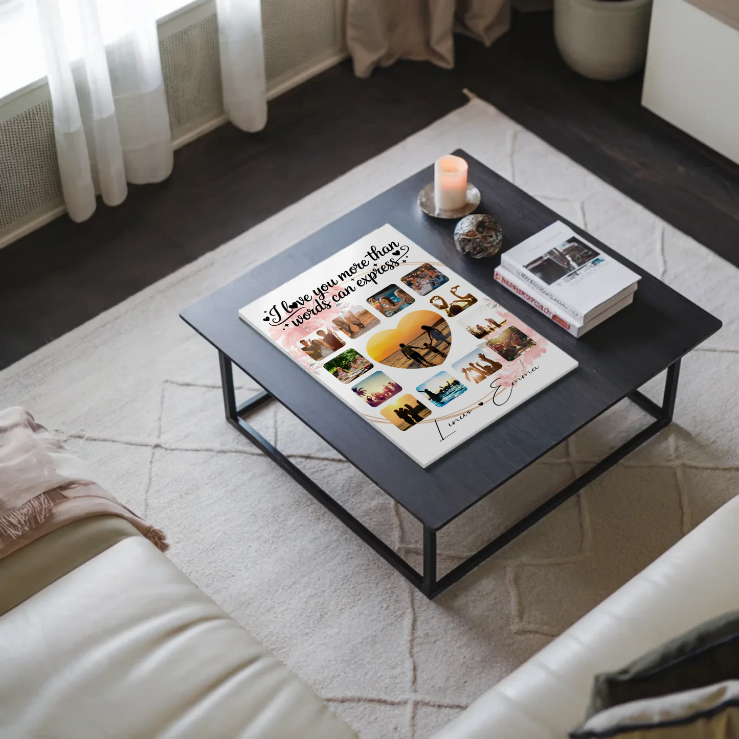 Magnetposter Fotoboard Fotocollage 13 Fotos I love you more than words can express Geschenk