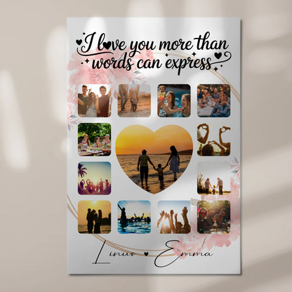 Magnetposter Fotoboard Fotocollage 13 Fotos I love you more than words can express Geschenk