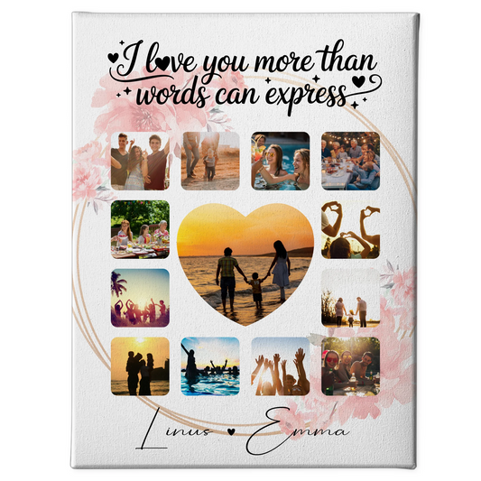 Personalisierte Leinwand Paare mit Fotocollage 13 Fotos I Love You More Than Words Can Express Geschenk 1