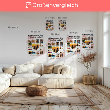 Personalisierte Leinwand Paare mit Fotocollage 13 Fotos I Love You More Than Words Can Express Geschenk 6