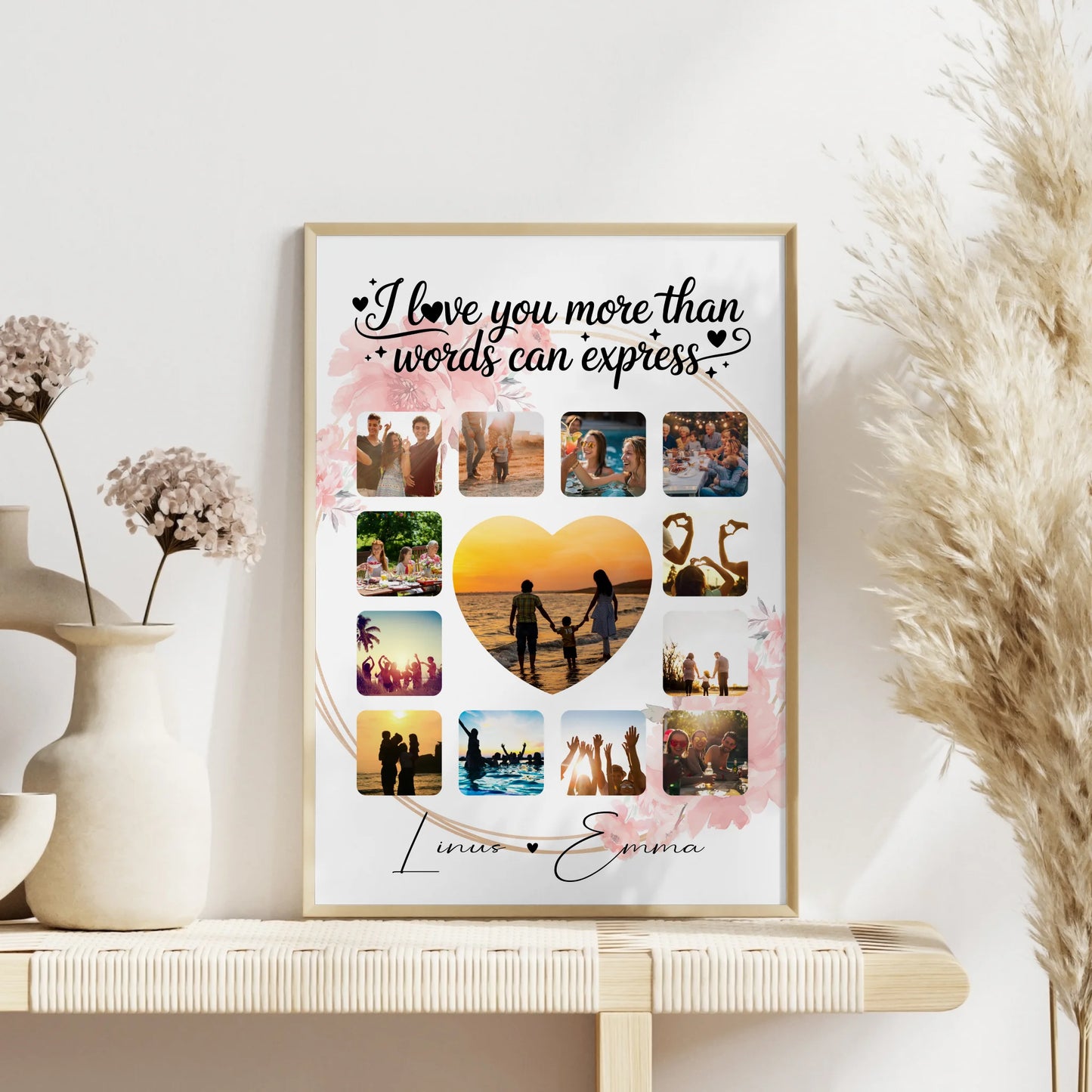 Poster Personalisiert Liebe Fotocollage 13 Fotos I love you more than words