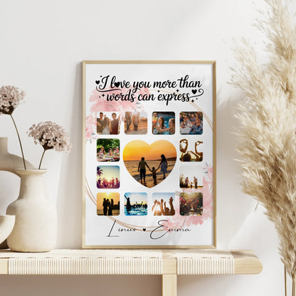 Poster Personalisiert Liebe Fotocollage 13 Fotos I love you more than words