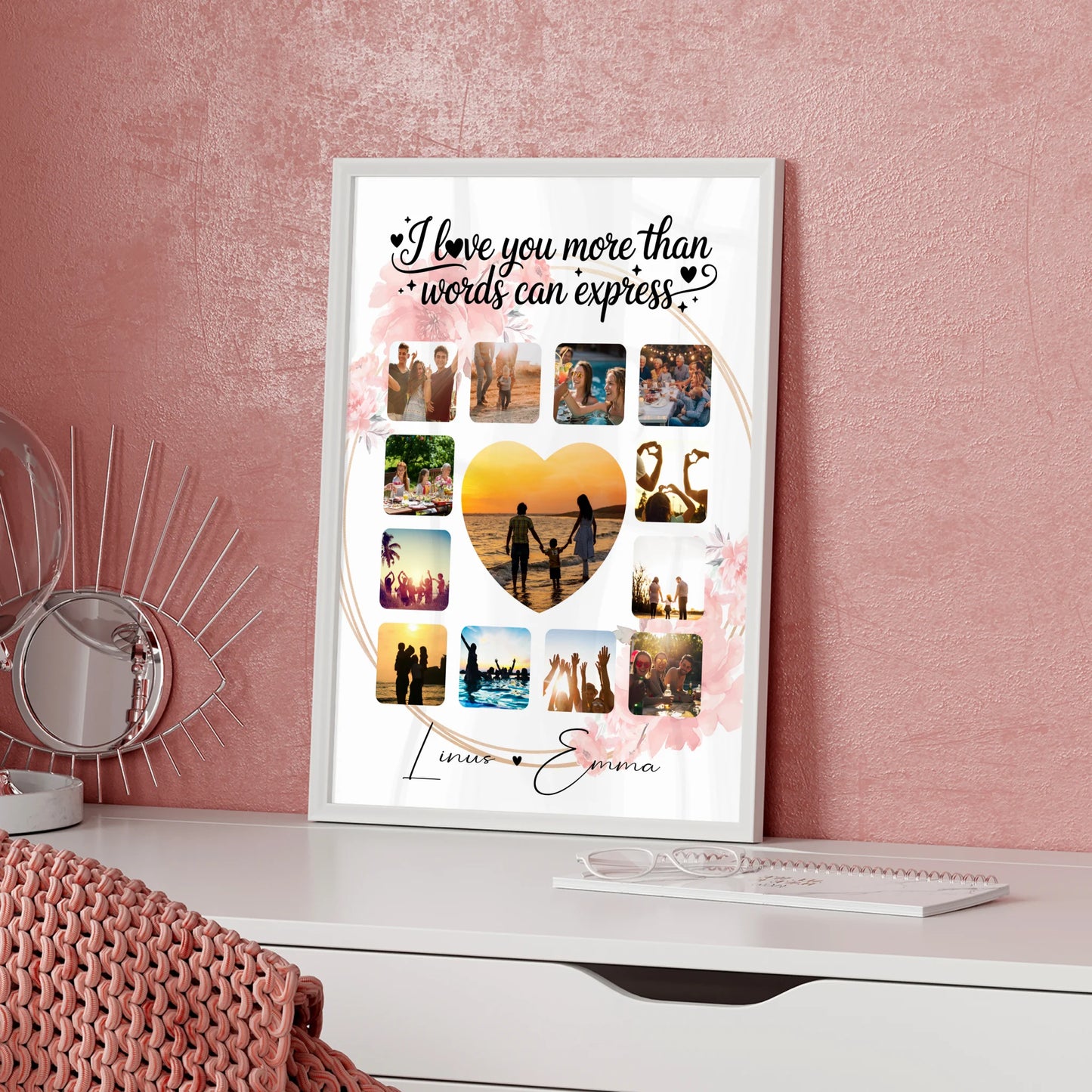 Poster Personalisiert Liebe Fotocollage 13 Fotos I love you more than words