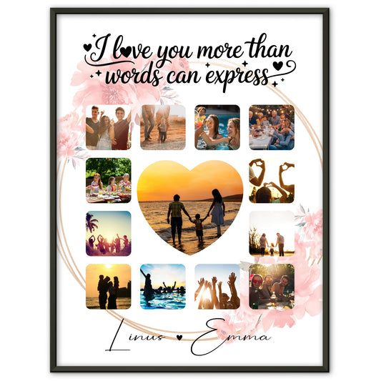 Poster Personalisiert Liebe Fotocollage 13 Fotos I love you more than words