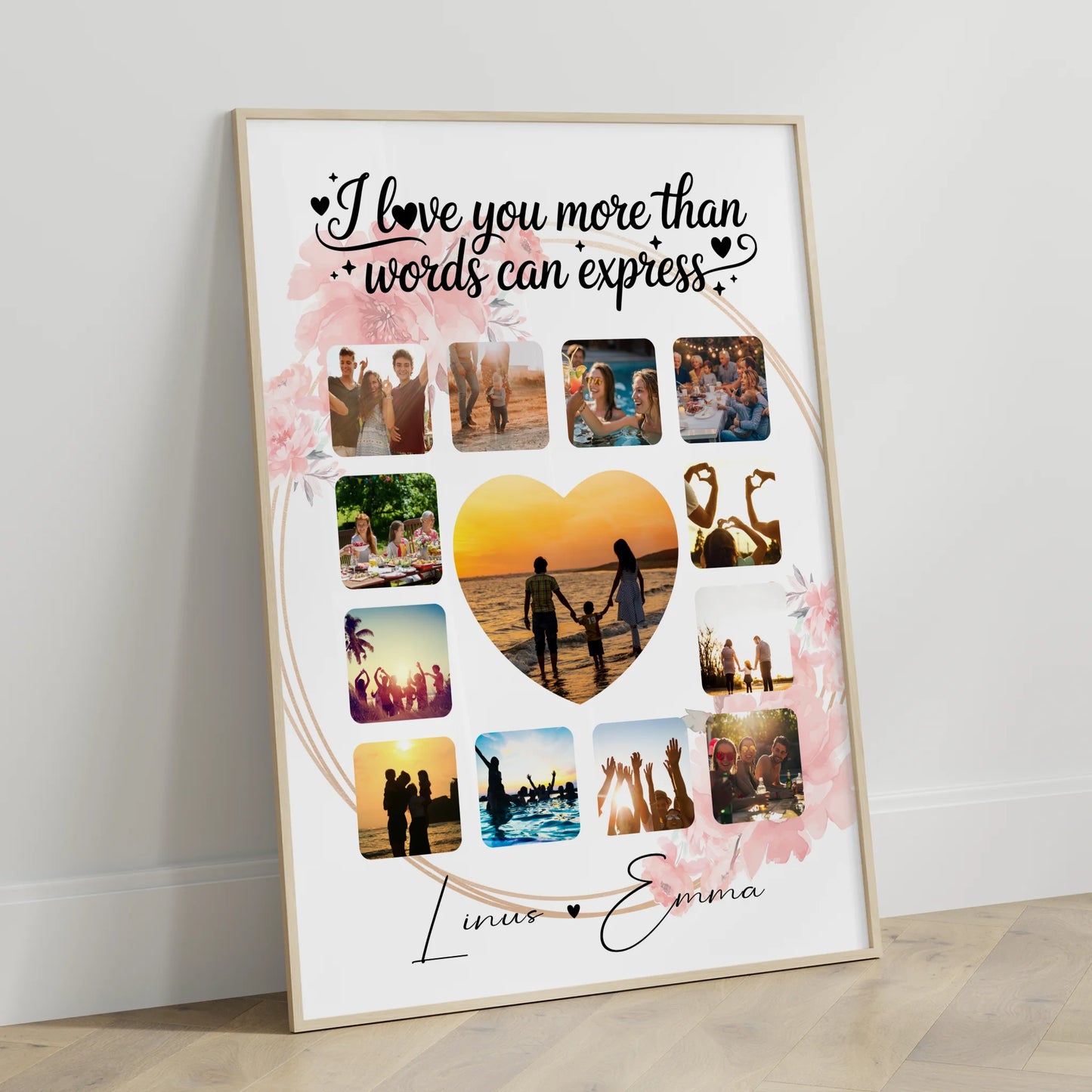 Poster Personalisiert Liebe Fotocollage 13 Fotos I love you more than words