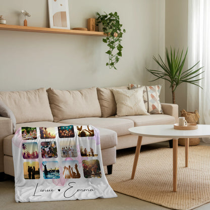 Personalisierte Namensdecke Für Paare mit 16 Fotos Volim te Liebe auf Kroatisch Geschenk 4