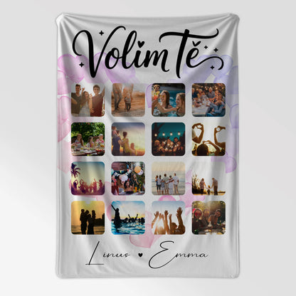 Personalisierte Namensdecke Für Paare mit 16 Fotos Volim te Liebe auf Kroatisch Geschenk 7