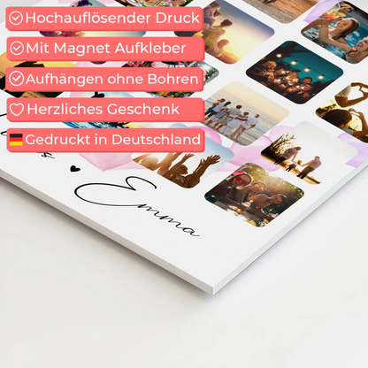 Personalisiertes Fotoboard Poster Magnetisch Für Paare 16 Fotos Volim te Liebe auf Kroatisch Geschenk 4