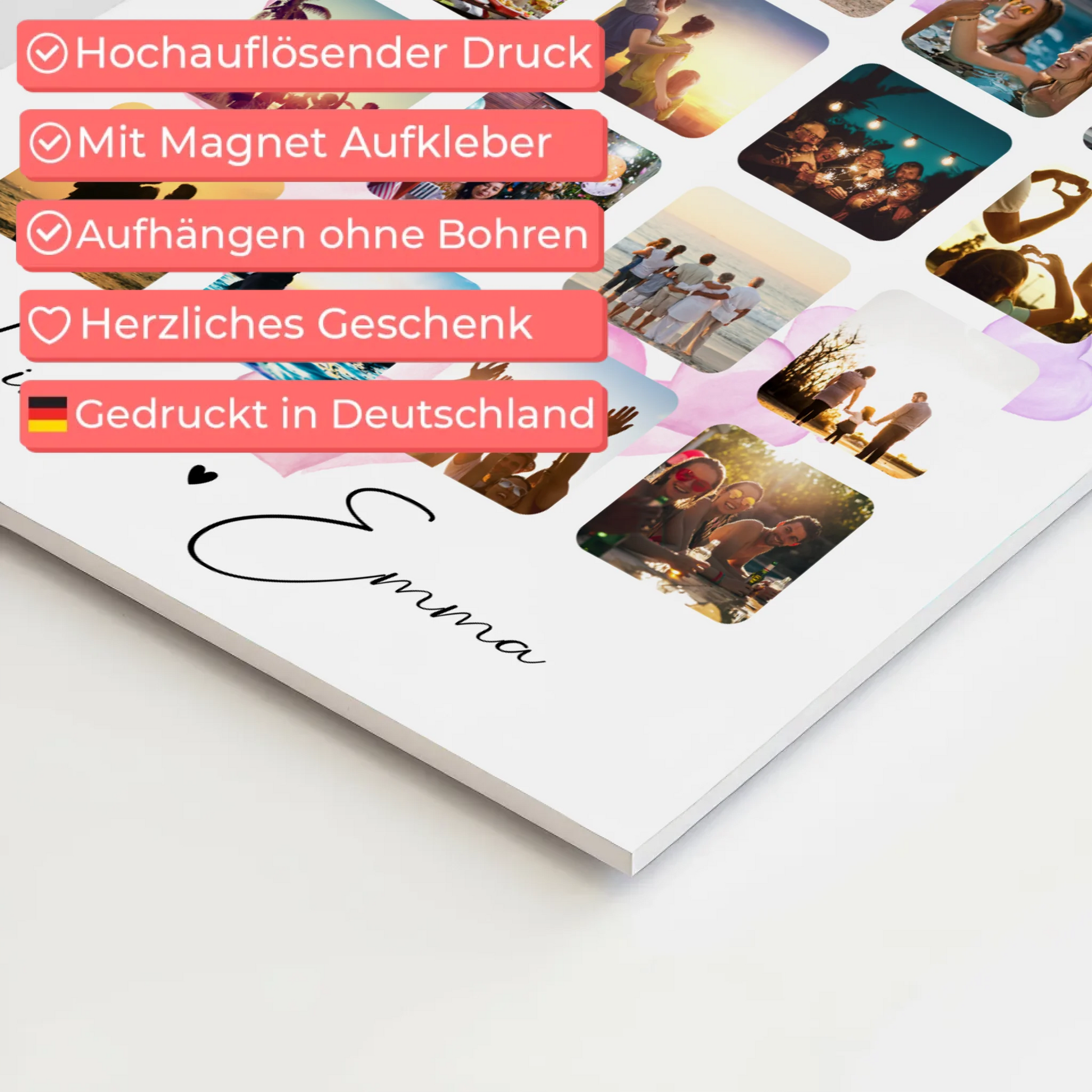 Personalisiertes Fotoboard Poster Magnetisch Für Paare 16 Fotos Volim te Liebe auf Kroatisch Geschenk 10