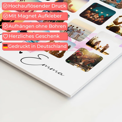 Personalisiertes Fotoboard Poster Magnetisch Für Paare 16 Fotos Volim te Liebe auf Kroatisch Geschenk