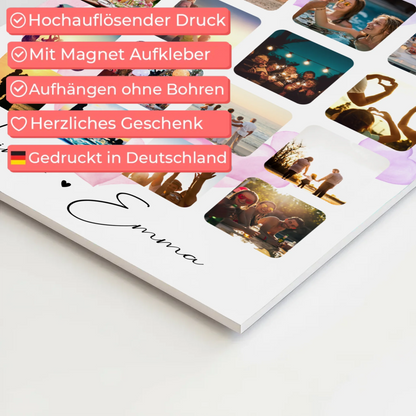 Personalisiertes Fotoboard Poster Magnetisch Für Paare 16 Fotos Volim te Liebe auf Kroatisch Geschenk