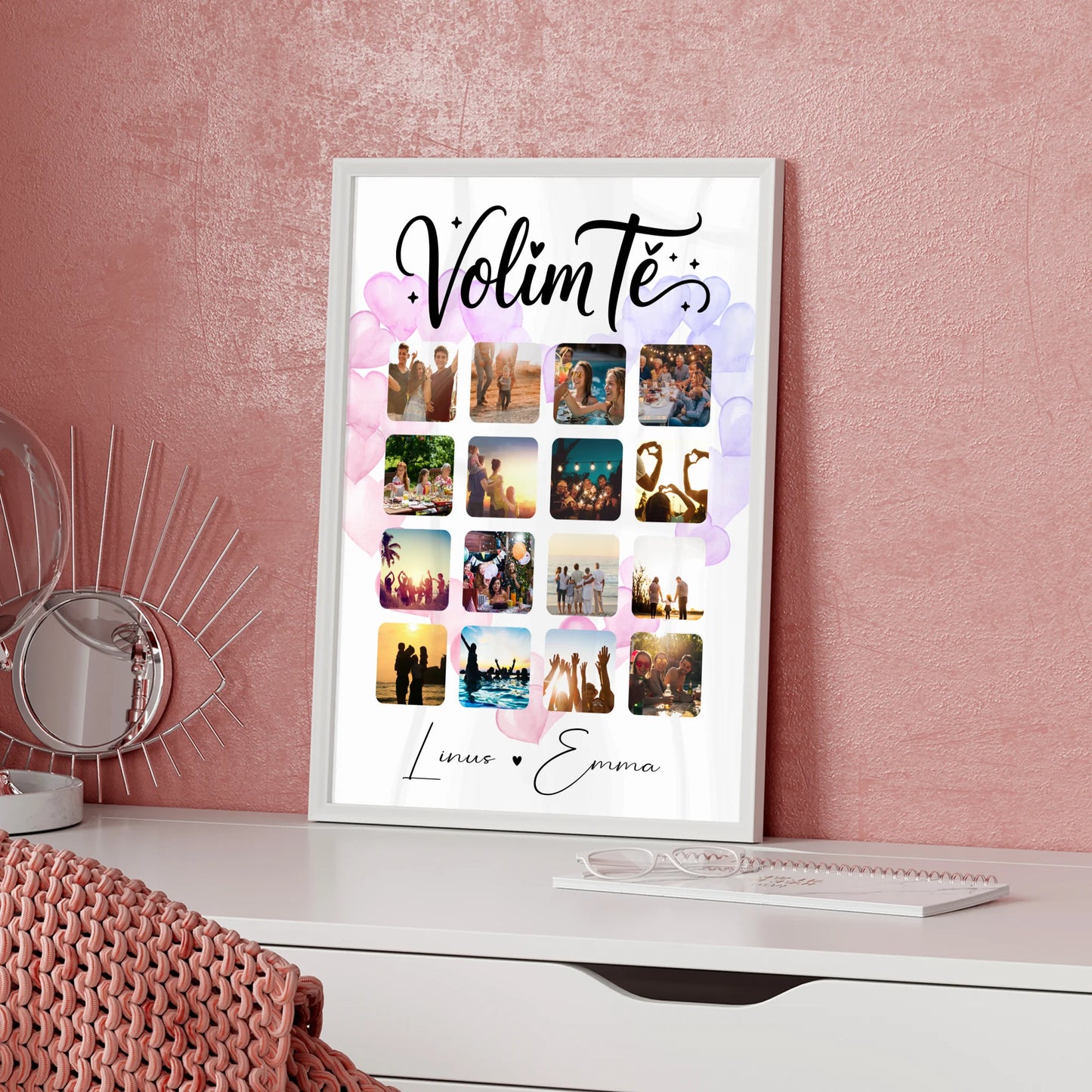 Pärchen Poster Personalisiert für Paare 16 Fotos Volim te Kroatisch