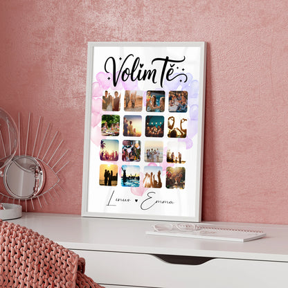 Pärchen Poster Personalisiert für Paare 16 Fotos Volim te Kroatisch