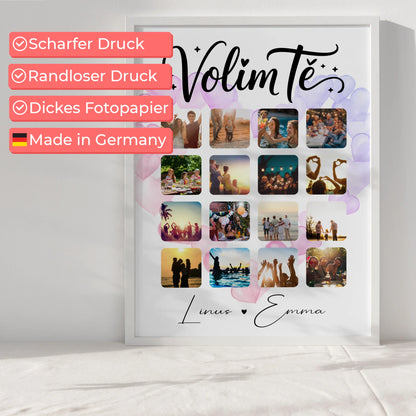Pärchen Poster Personalisiert für Paare 16 Fotos Volim te Kroatisch