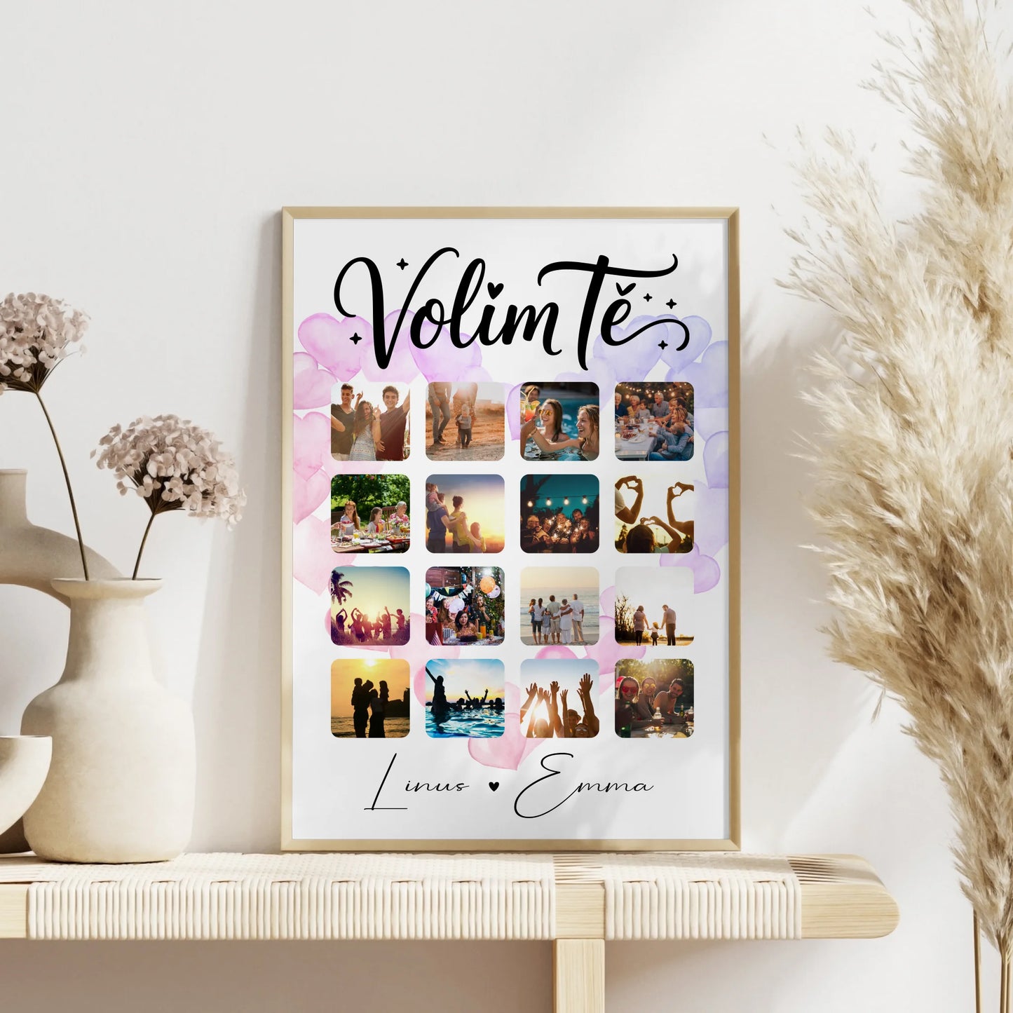 Pärchen Poster Personalisiert für Paare 16 Fotos Volim te Kroatisch