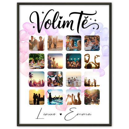Pärchen Poster Personalisiert für Paare 16 Fotos Volim te Kroatisch