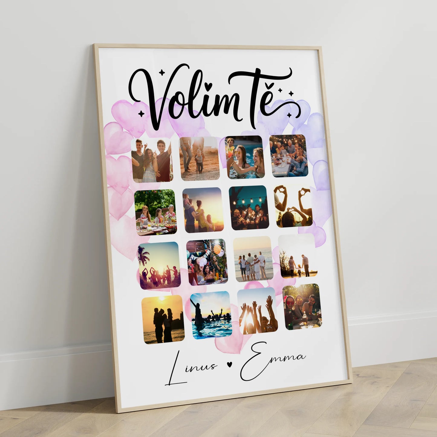 Pärchen Poster Personalisiert für Paare 16 Fotos Volim te Kroatisch