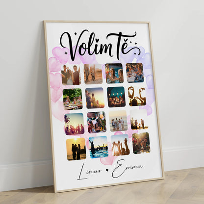 Pärchen Poster Personalisiert für Paare 16 Fotos Volim te Kroatisch