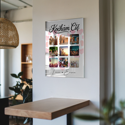 Personalisierte Fotocollage für Paare auf Acrylglas mit 9 Fotos Kocham cię Liebe auf Polnisch Geschenk