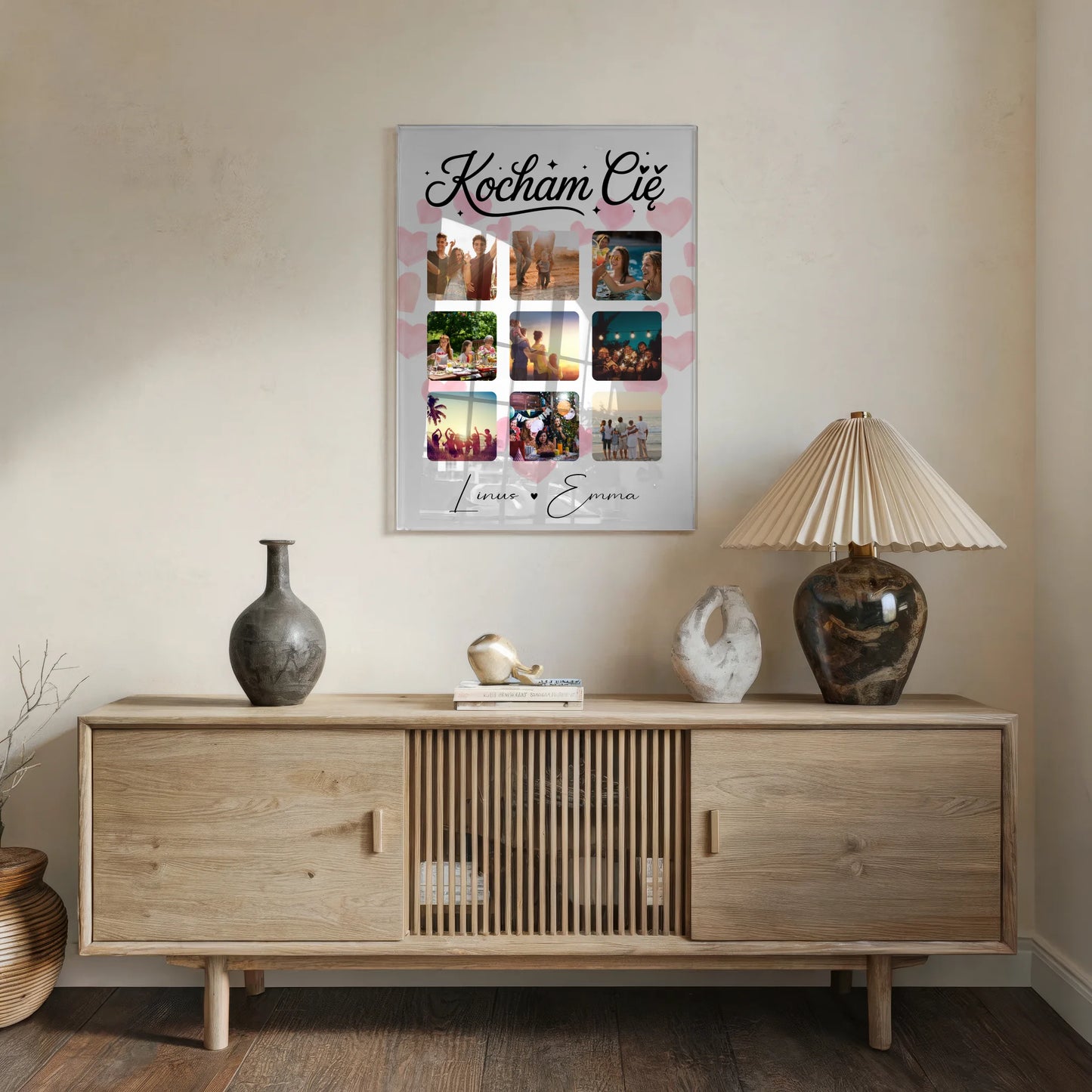 Personalisierte Fotocollage für Paare auf Acrylglas mit 9 Fotos Kocham cię Liebe auf Polnisch Geschenk