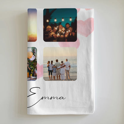 Personalisierte Kuscheldecke Mit Namen Fotocollage für Paare 9 Fotos Kocham Cie Liebe auf Polnisch Geschenk 6