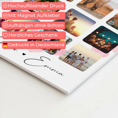 Personalisiertes Magnetposter Fotoboard Fotocollage für Paare mit 9 Fotos Kocham cię Liebe auf Polnisch Geschenk 4