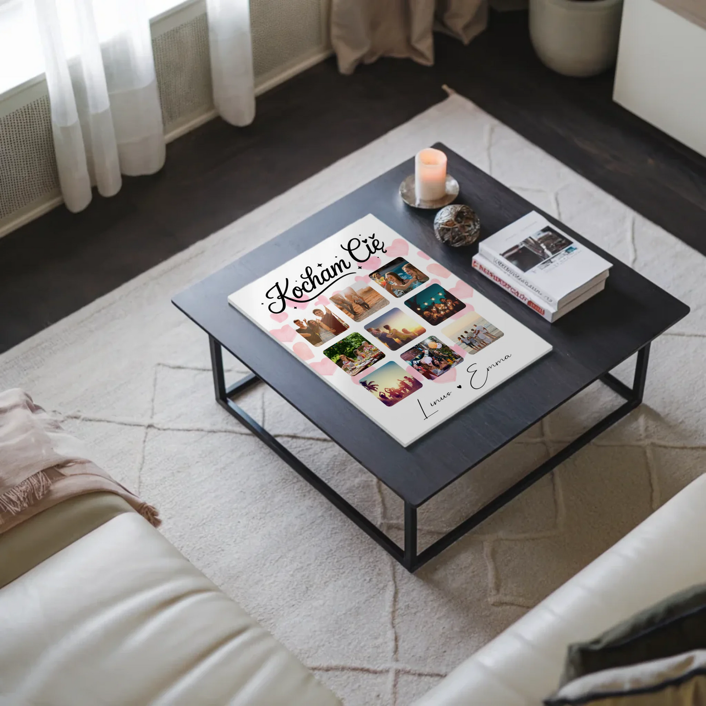 Personalisiertes Magnetposter Fotoboard Fotocollage für Paare mit 9 Fotos Kocham cię Liebe auf Polnisch Geschenk 9