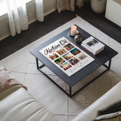 Personalisiertes Magnetposter Fotoboard Fotocollage für Paare mit 9 Fotos Kocham cię Liebe auf Polnisch Geschenk