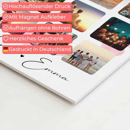 Personalisiertes Magnetposter Fotoboard Fotocollage für Paare mit 9 Fotos Kocham cię Liebe auf Polnisch Geschenk