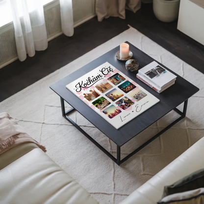 Personalisiertes Magnetposter Fotoboard Fotocollage für Paare mit 9 Fotos Kocham cię Liebe auf Polnisch Geschenk