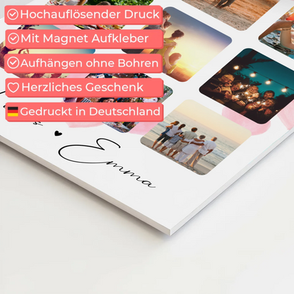 Personalisiertes Magnetposter Fotoboard Fotocollage für Paare mit 9 Fotos Kocham cię Liebe auf Polnisch Geschenk