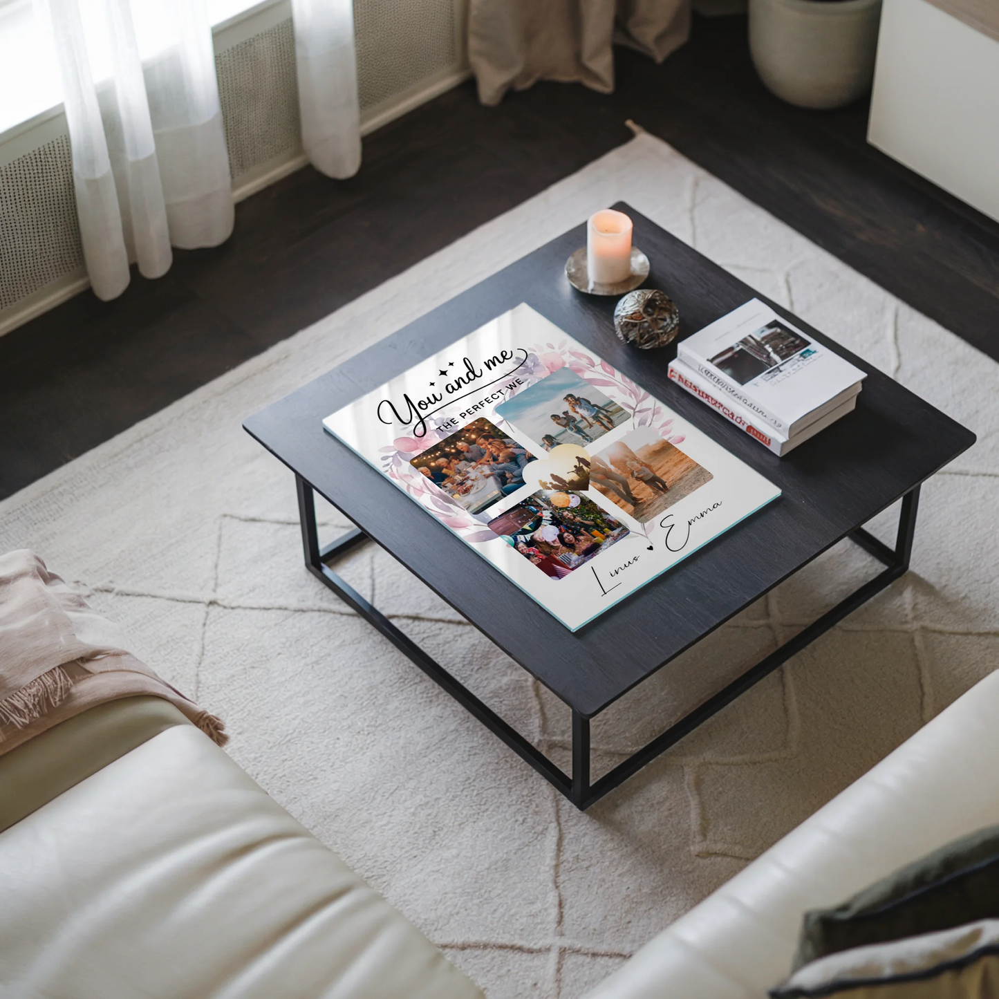 Personalisierte Geschenkidee mit Foto Acrylglas und Paar Fotocollage 4 Fotos You and me The perfect we