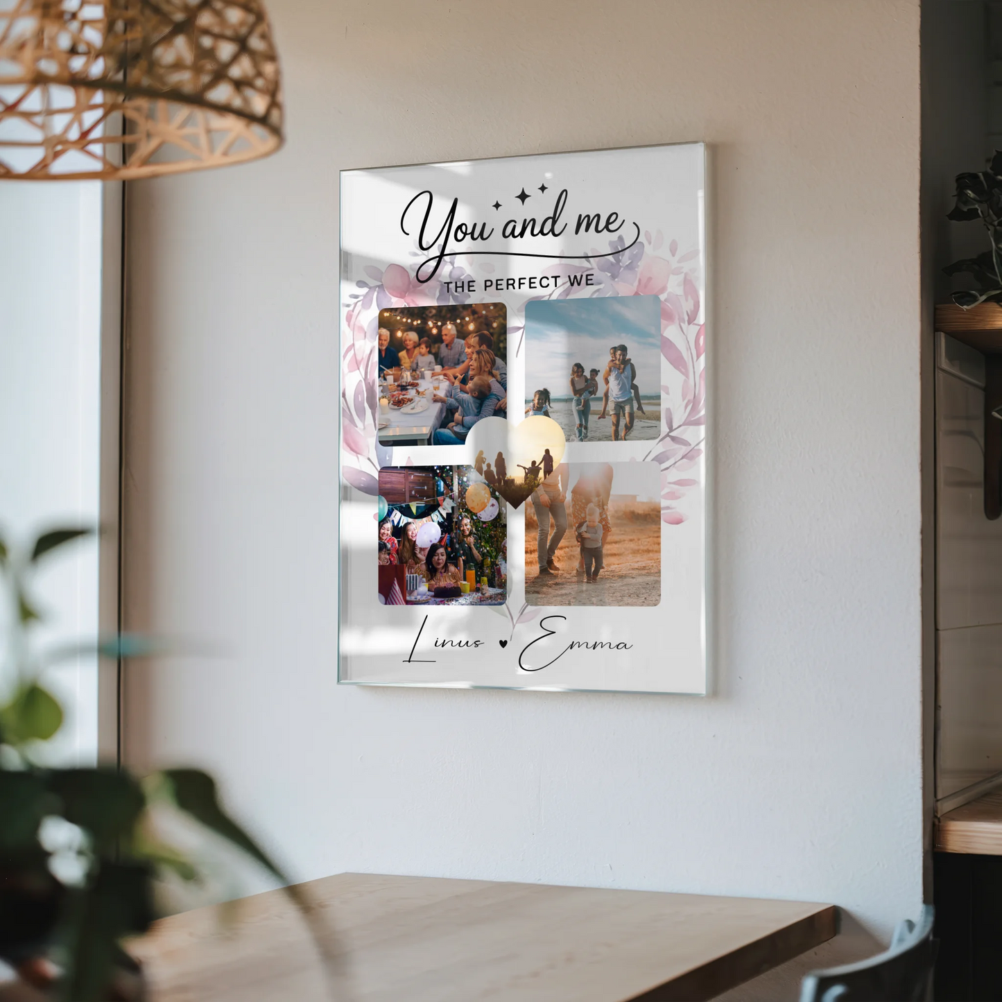Personalisierte Geschenkidee mit Foto Acrylglas und Paar Fotocollage 4 Fotos You and me The perfect we