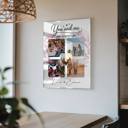 Personalisierte Geschenkidee mit Foto Acrylglas und Paar Fotocollage 4 Fotos You and me The perfect we