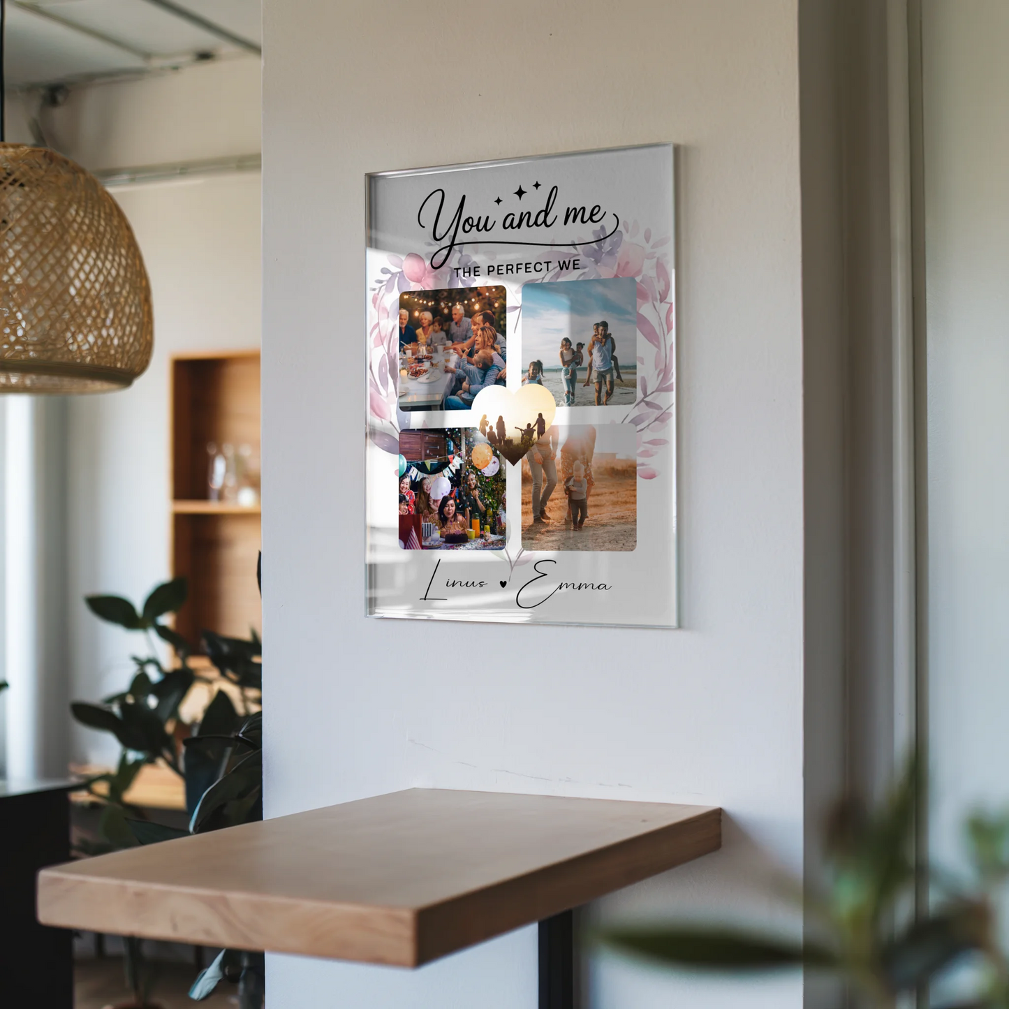 Personalisierte Geschenkidee mit Foto Acrylglas und Paar Fotocollage 4 Fotos You and me The perfect we